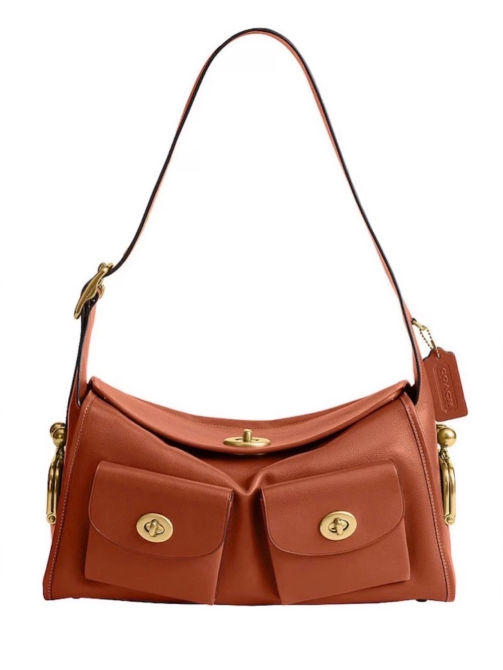 Coach Turnlock Haversack Bag in Amber Brown.
